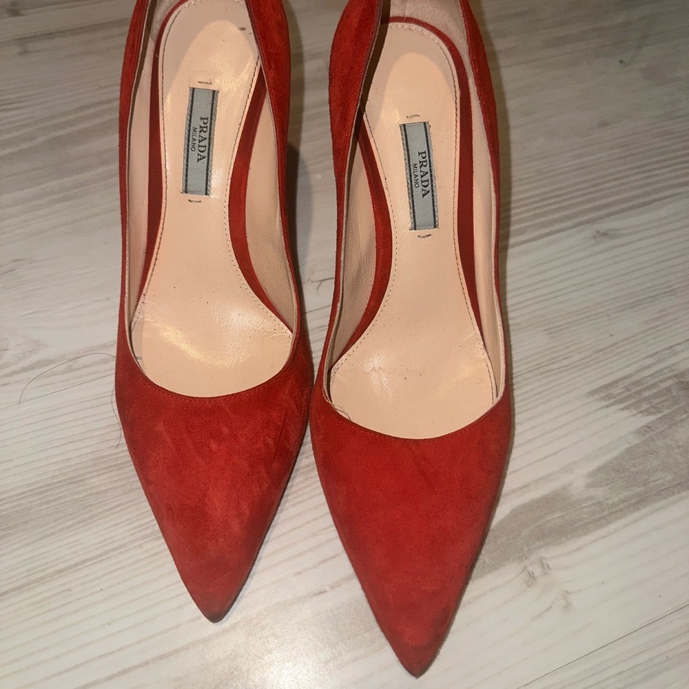 Red Velvet Prada heels